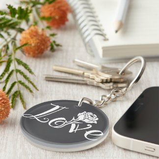 Blooming Love: Typography with a Floral Twist Key Ring