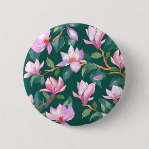 Blooming magnolia 6 cm round badge