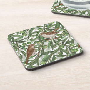 Blooming magnolia and titmouse bird 4 beverage coa coaster