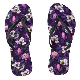 Blooming magnolia and titmouse bird 4 jandals