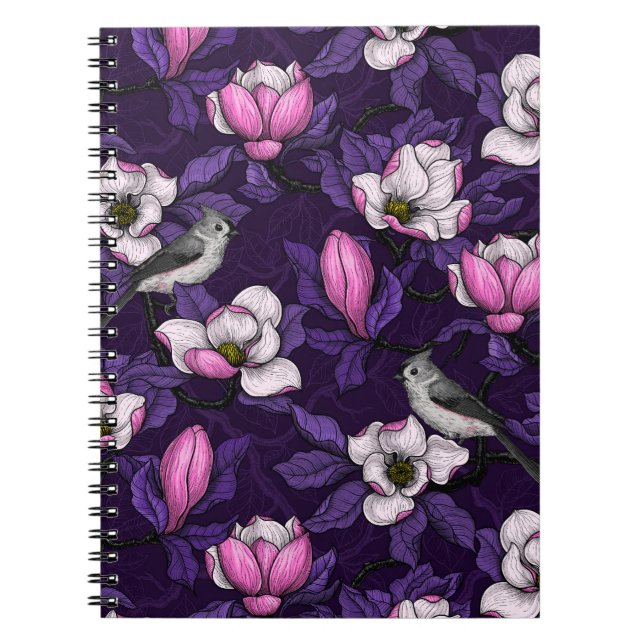 Blooming magnolia and titmouse bird 4 notebook (Front)