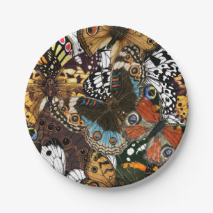 Blooming magnolia and titmouse bird 4 paper plate