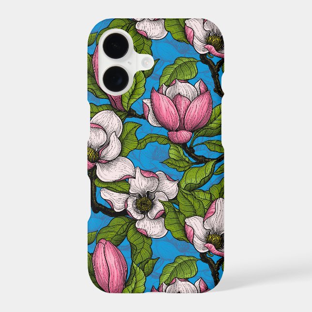 Blooming magnolia on blue (Back)