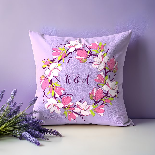 Blooming Magnolia Personalised Throw Pillow (Blooming Magnolia Personalized Throw Pillow)