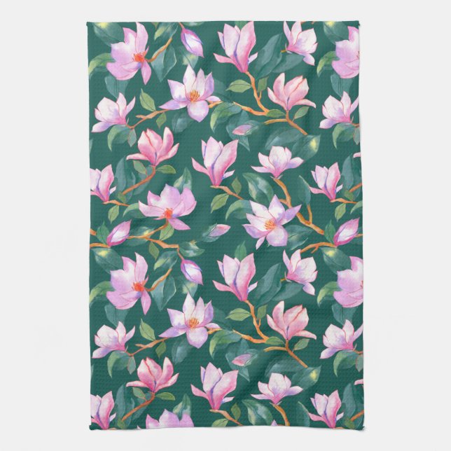 Blooming magnolia tea towel (Vertical)