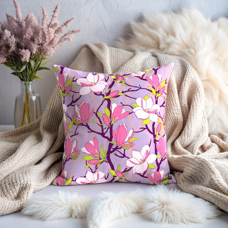 Blooming Magnolia Throw Pillow