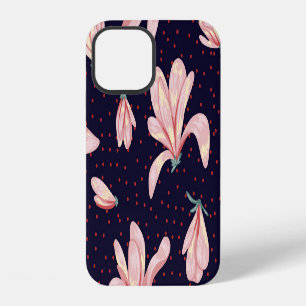 Blooming magnolias, hand-drawn vintage pattern. iPhone 12 case
