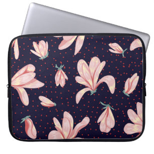 Blooming magnolias, hand-drawn vintage pattern. laptop sleeve