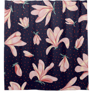 Blooming magnolias, hand-drawn vintage pattern. shower curtain