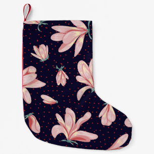 Blooming magnolias, hand-drawn vintage pattern. small christmas stocking