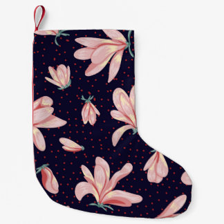 Blooming magnolias, hand-drawn vintage pattern. small christmas stocking