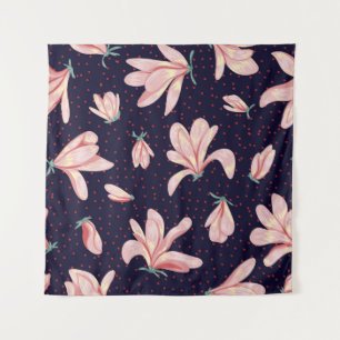 Blooming magnolias, hand-drawn vintage pattern. tapestry