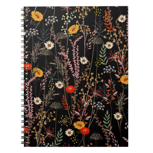 Blooming Meadow Flowers Hand Drawn Notebook (Front)