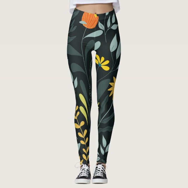Blooming Meadow Trendy Seamless Design Leggings (Front)