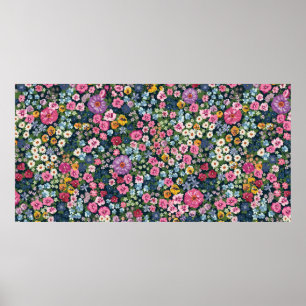 Blooming midsummer meadow seamless pattern. Plant Poster