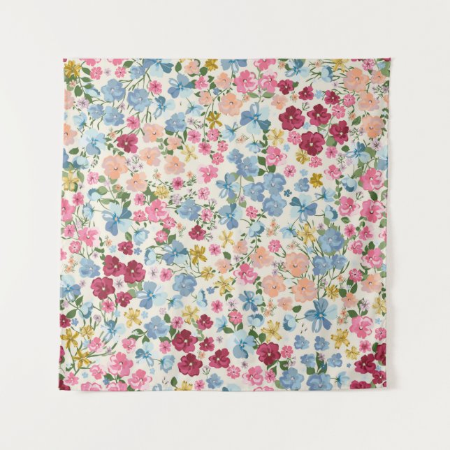 Blooming midsummer meadow seamless pattern. Plant  Tapestry (Front)