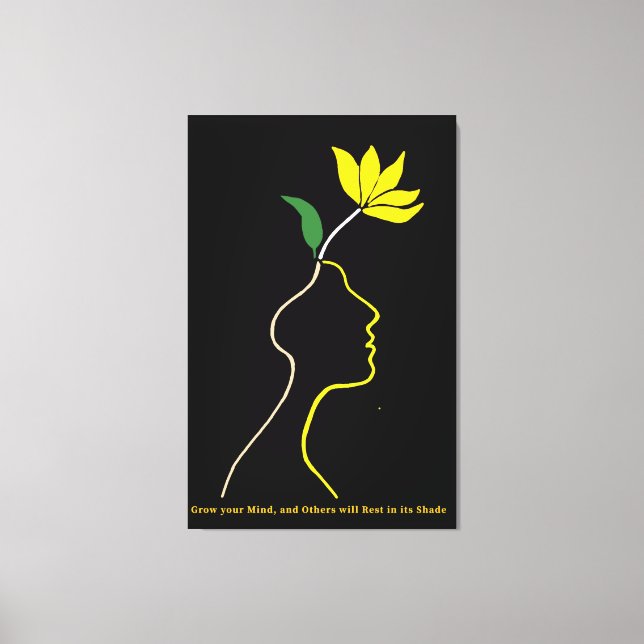 Blooming Mind – Minimalist Floral Head Design Canvas Print (Front)