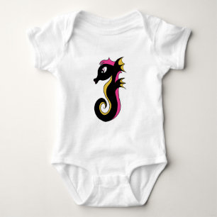 Blooming Neon Seahorse Baby Bodysuit