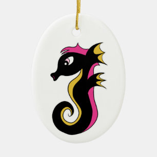 Blooming Neon Seahorse Ceramic Tree Decoration