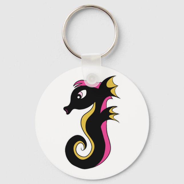 Blooming Neon Seahorse Key Ring (Front)