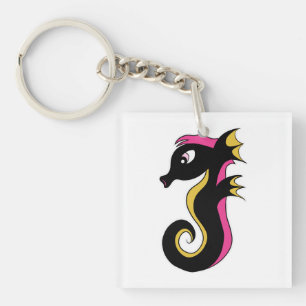 Blooming Neon Seahorse Key Ring