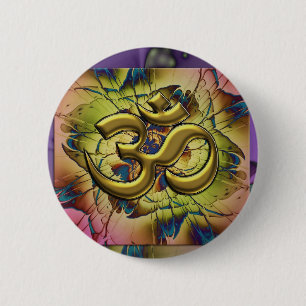 Blooming Om 6 Cm Round Badge