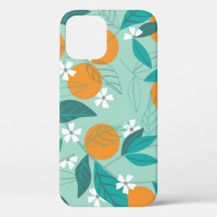Blooming oranges, leaves, vintage art. iPhone 12 case