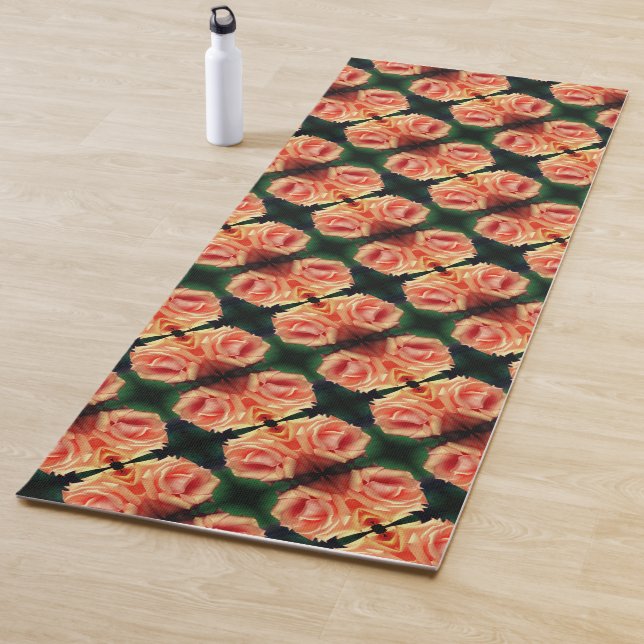 Blooming Peach Rose Abstract Pattern    Yoga Mat (In Situ)