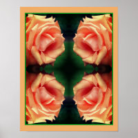 Blooming Peach Rose Mirror Flower Art