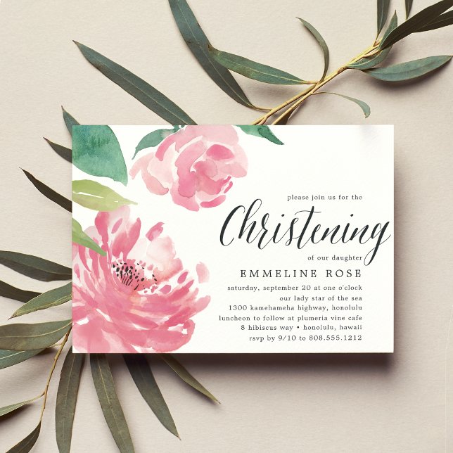 Blooming Peony | Christening Invitation (Creator Uploaded)