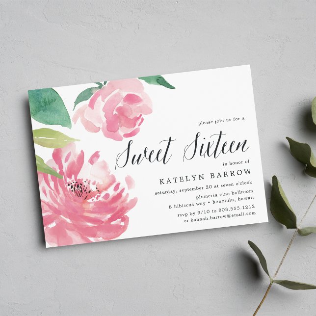 Blooming Peony | Sweet Sixteen Invitation (Creator Uploaded)