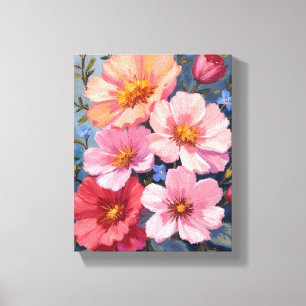 Blooming Petals Floral Watercolor Painting Canvas Print