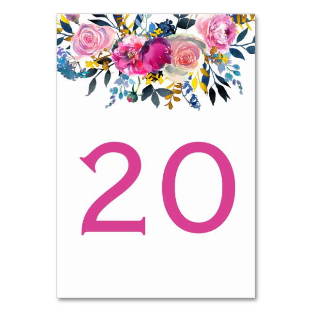 Blooming Petals Watercolor Floral Table Cards (Front)