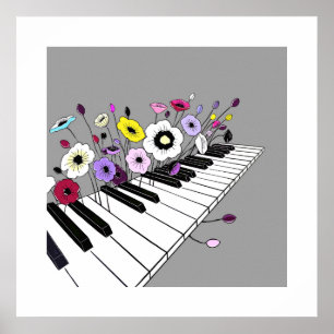 Blooming Piano – Minimal Floral Music Poster