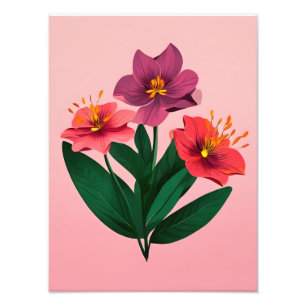 Blooming Pink and Purple Flowers Photo Print