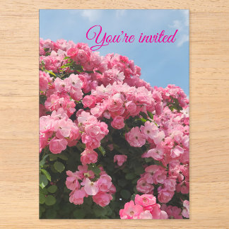 Blooming Pink Cascade Acrylic Invitations