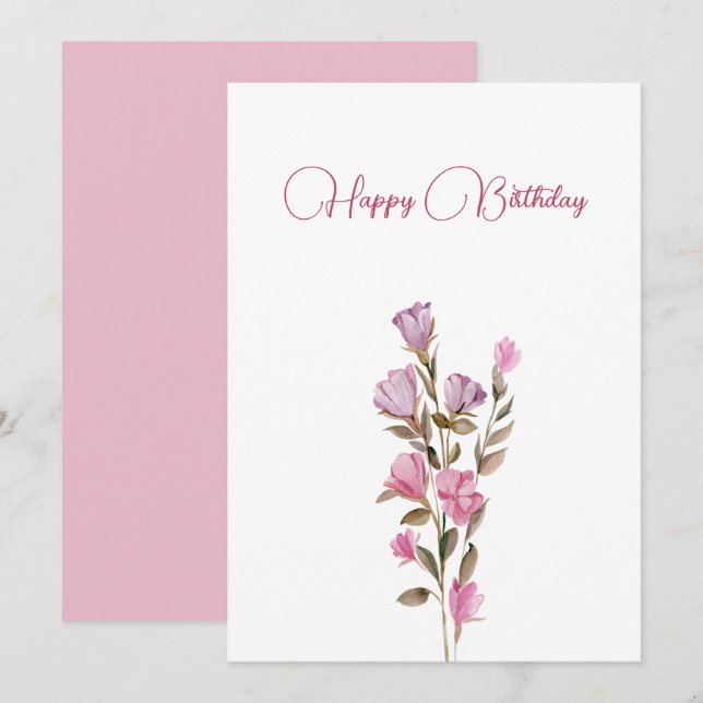 Blooming pink flower  holiday card (Front/Back)