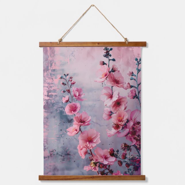 Blooming Pink Flowers  Hanging Tapestry (Front)