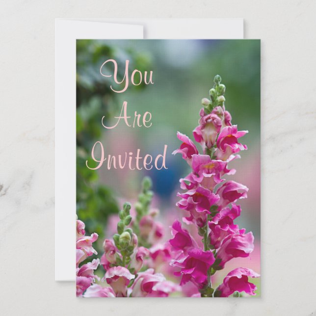 Blooming Pink Foxglove Invitation (Front)