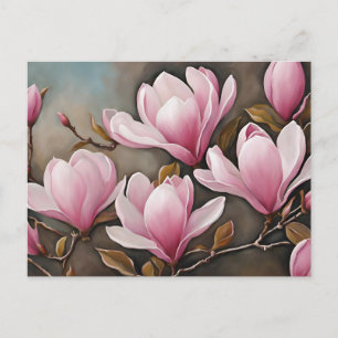 Blooming Pink Magnolia Flowers  Postcard