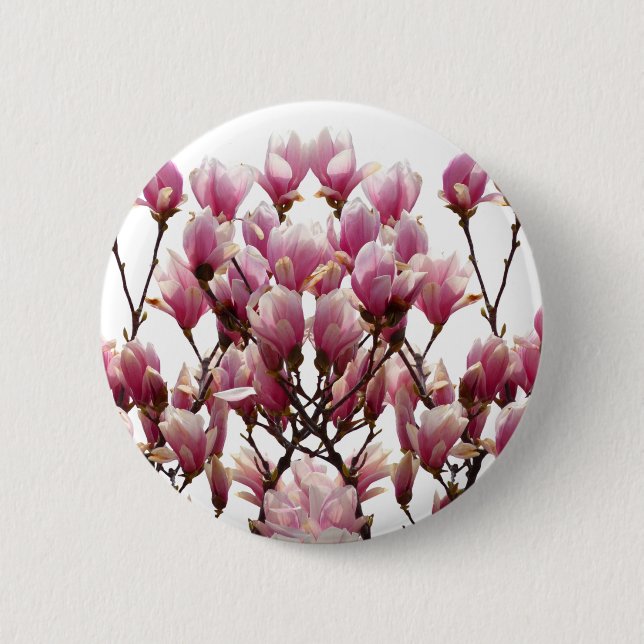 Blooming Pink Magnolias Spring Flower 6 Cm Round Badge (Front)