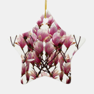 Blooming Pink Magnolias Spring Flower Ceramic Tree Decoration