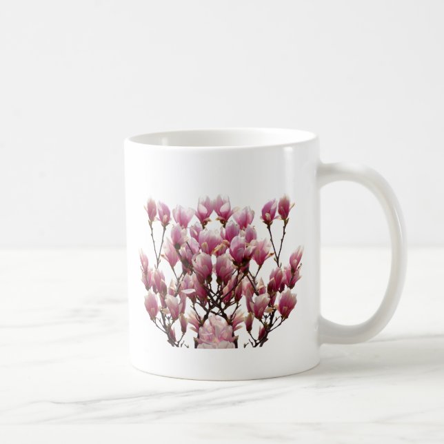 Blooming Pink Magnolias Spring Flower Coffee Mug (Right)