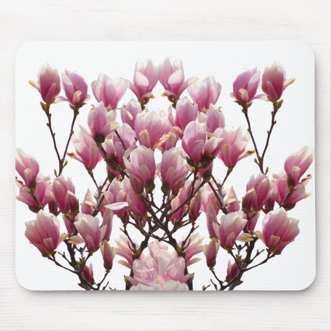 Blooming Pink Magnolias Spring Flower Mouse Pad (Front)