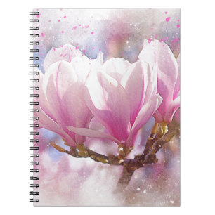 Blooming Pink Purple Magnolia - Spring Flower Notebook