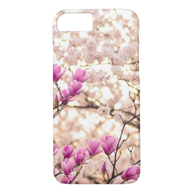 Blooming Pink Purple Magnolias Spring Flower Case-Mate iPhone Case (Back)