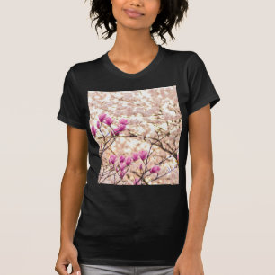 Blooming Pink Purple Magnolias Spring Flower T-Shirt