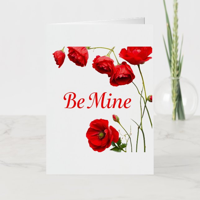 "Blooming Poppy Romance"  Foil Greeting Card (Front)