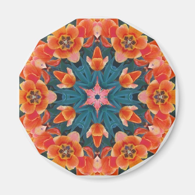 Blooming Poppy Tulips Magnet (Front)