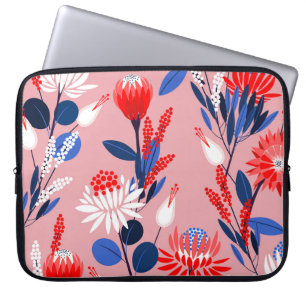 Blooming Protea: Botanical Garden Pattern Laptop Sleeve